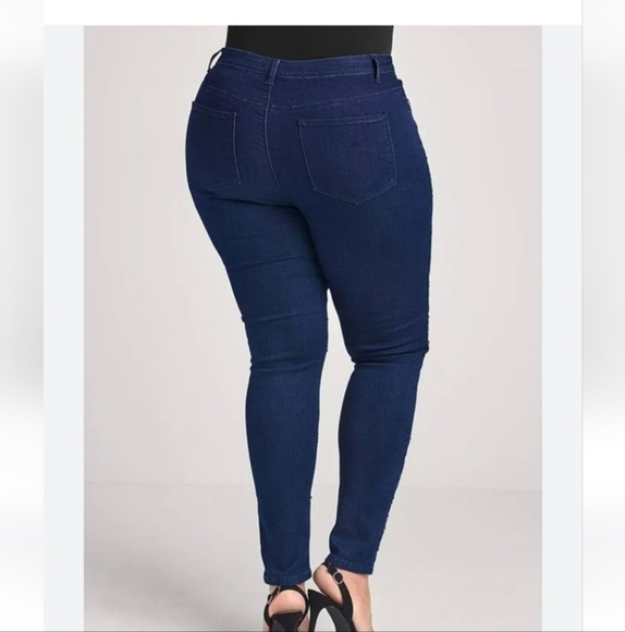 🍁🍂RARE HTF NWOT Beaded Skinny Jeans Indigo Blue | Women VENUS Novelty Jeans 20 - Picture 5 of 9